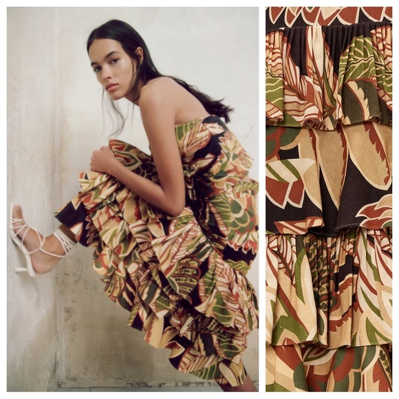 NWOT. Zara Multicolored Linen Blend Long High-Waisted Skirt. Size M. - Picture 2 of 9